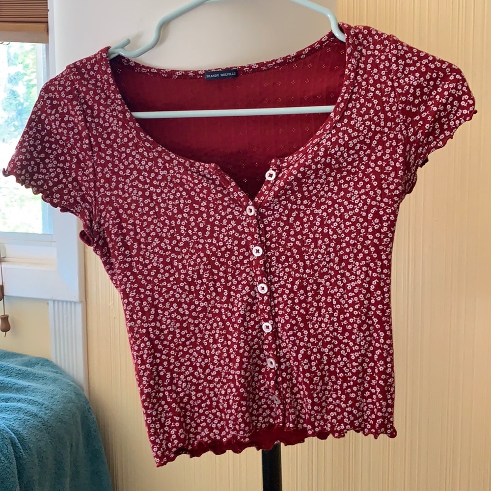 Red brandy floral top